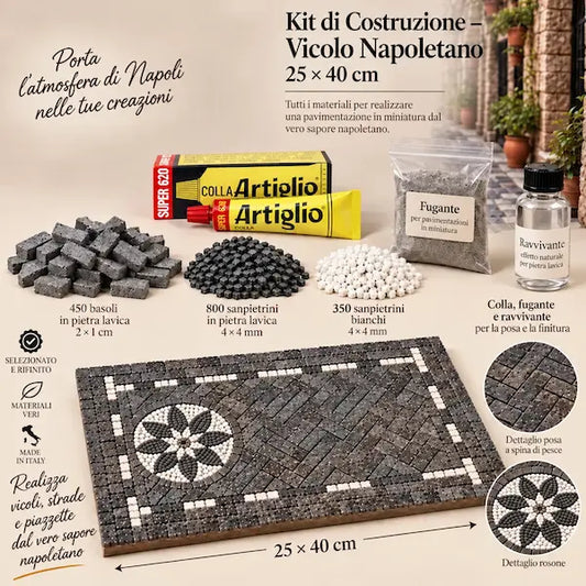 Kit di Costruzione Vicolo Napoletano 25×40 cm con materiali in vera pietra