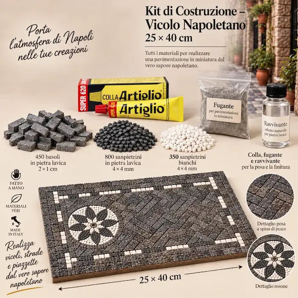 Kit di Costruzione Vicolo Napoletano 25×40 cm con materiali in vera pietra